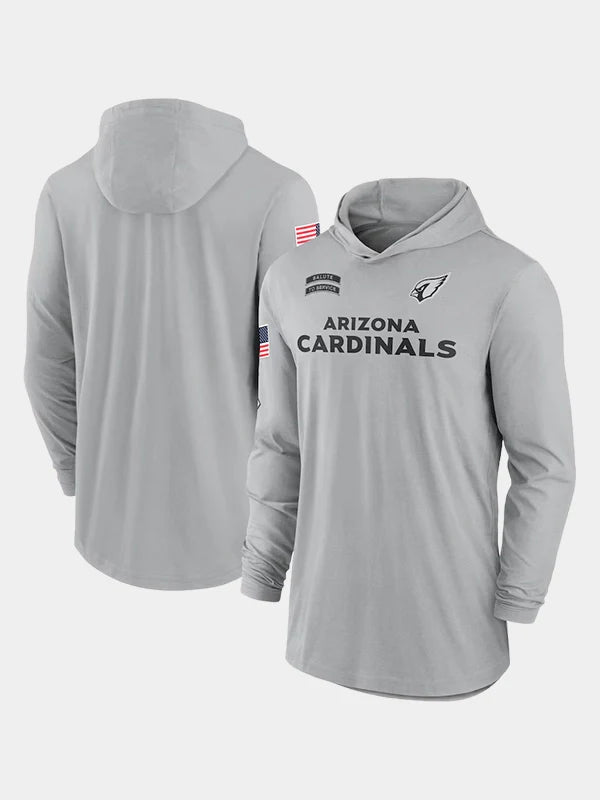 2024 Arizona Cardinals Salute to Service Long Sleeve Hooded T-Shirt