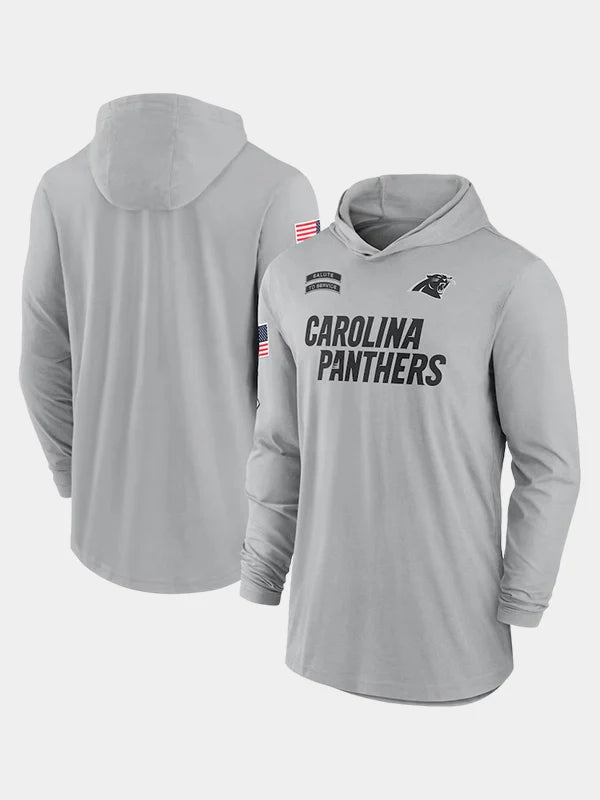 2024 Carolina Panthers Salute to Service Long Sleeve Hooded T-Shirt
