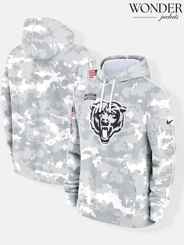 2024 Chicago Bears Arctic Camo Salute to Service Hoodie