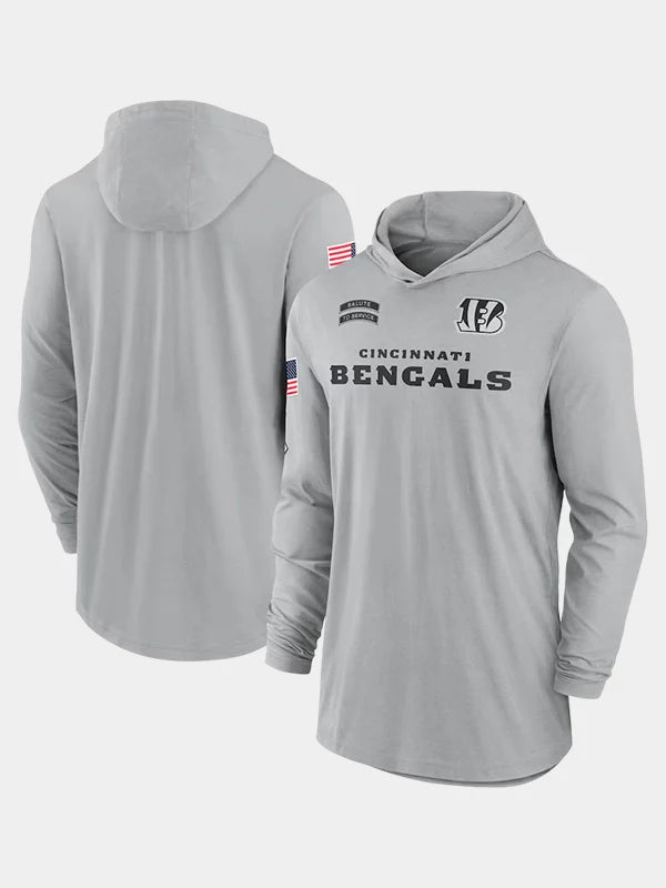 2024 Cincinnati Bengals Salute to Service Long Sleeve Hooded T-Shirt