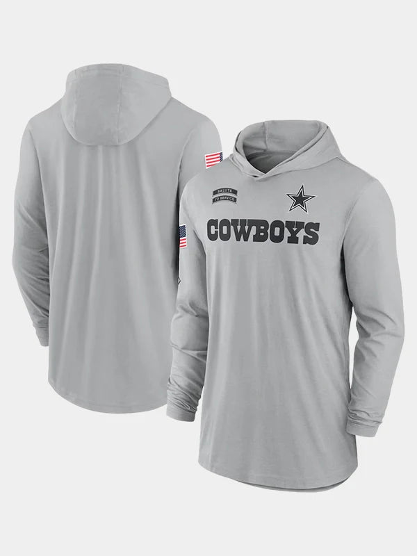 2024 Dallas Cowboys Salute to Service Long Sleeve Hooded T-Shirt