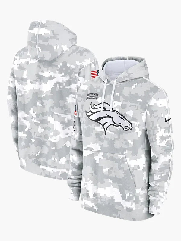2024 Denver Broncos Arctic Camo Salute to Service Hoodie