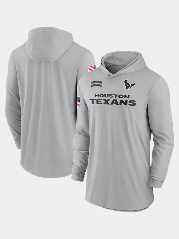 2024 Houston Texans Salute to Service Long Sleeve Hooded T-Shirt