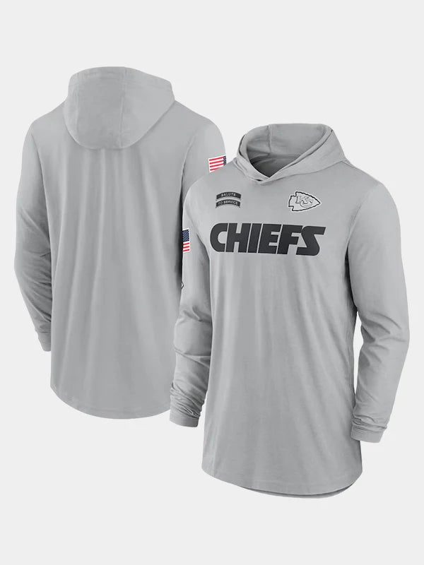 2024 Kansas City Chiefs Salute to Service Long Sleeve Hooded T-Shirt