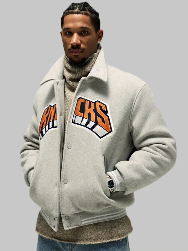 2024 Kith New York Knicks Grey Varsity Jacket