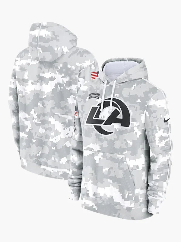 2024 Los Angeles Rams Arctic Camo Salute to Service Hoodie