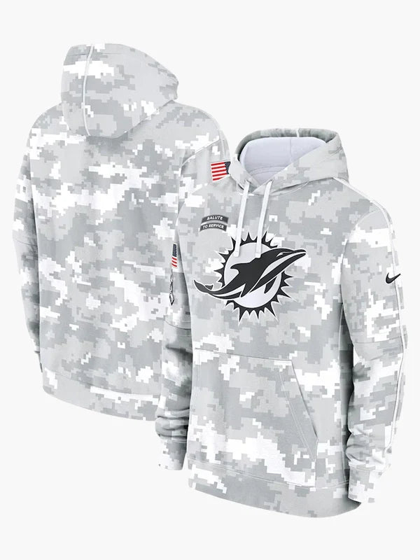 2024 Miami Dolphins Arctic Camo Salute to Service Hoodie