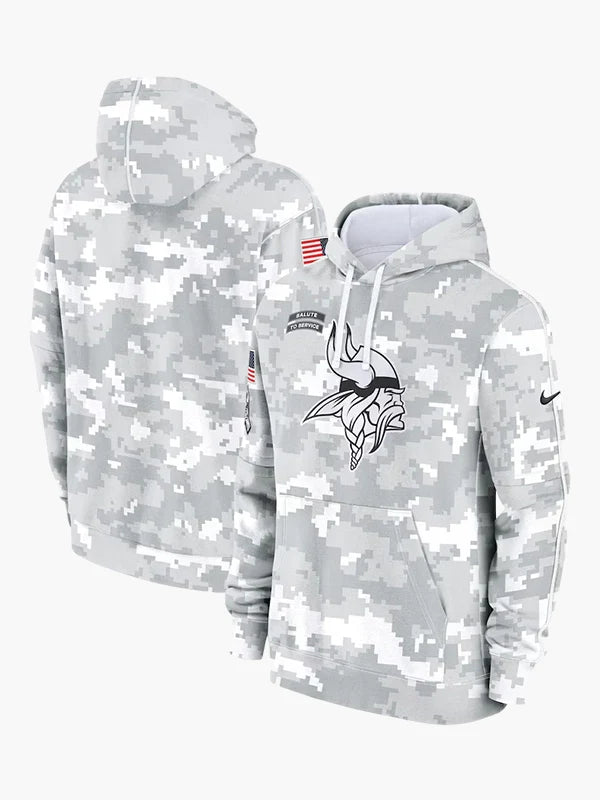 2024 Minnesota Vikings Arctic Camo Salute to Service Hoodie