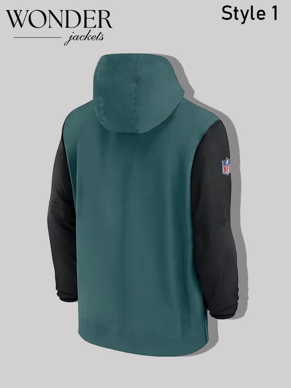 2024 PHILADELPHIA EAGLES SIDELINE PRE GAME HALF-ZIP HOODIE JACKET