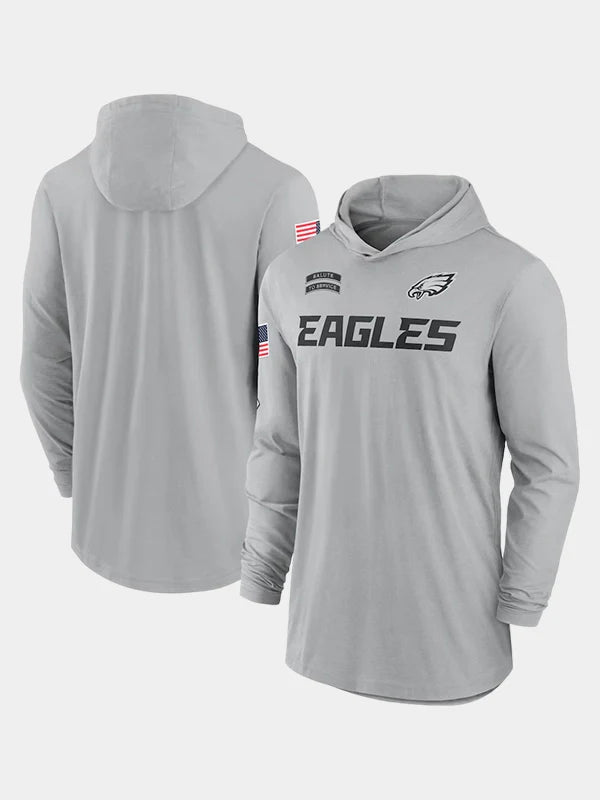 2024 Philadelphia Eagles Salute to Service Long Sleeve Hooded T-Shirt