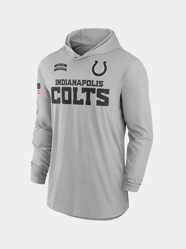 2024 Indianapolis Colts Salute to Service Long Sleeve Hooded T-Shirt