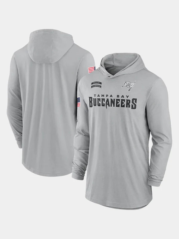 2024 Tampa Bay Buccaneers Salute to Service Long Sleeve Hooded T-Shirt