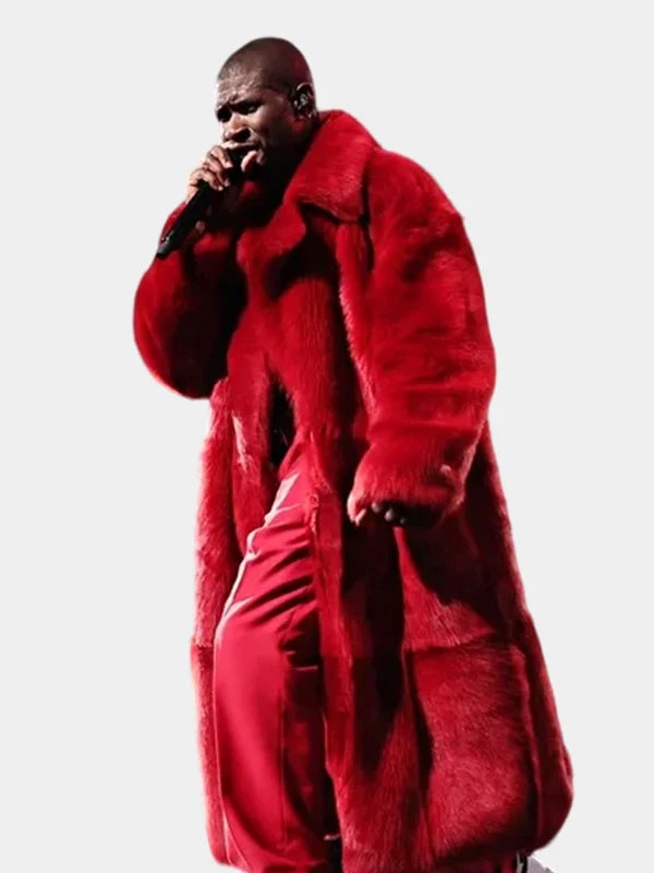 2024 Usher Fur Coat Red