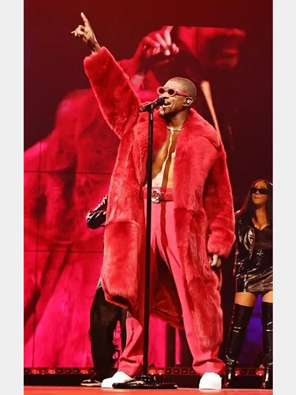 2024 Usher Red Fur Coat