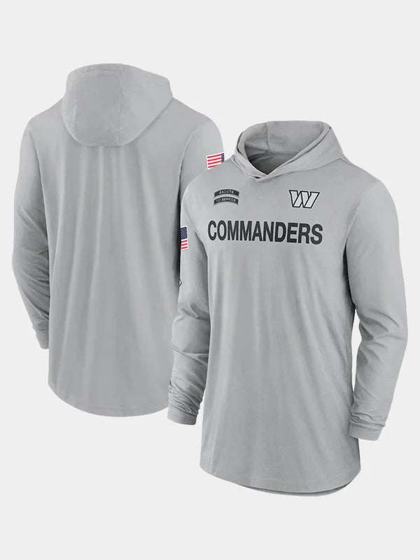 2024 Washington Commanders Salute to Service Long Sleeve Hooded T-Shirt