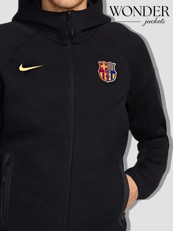 24-25 Fc Barcelona Black Training Hoodie Jacket