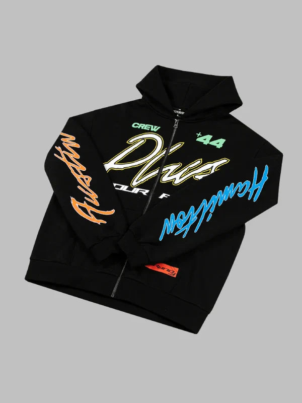 '+44 Austin Moto Zip-Up Hoodie Black