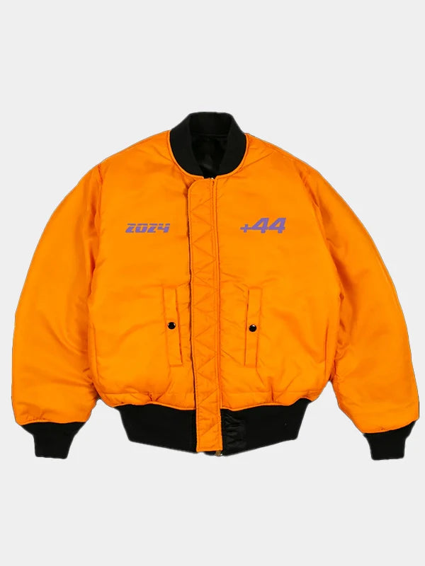 44 Lewis Hamilton Silverstone Orange Bomber Jacket