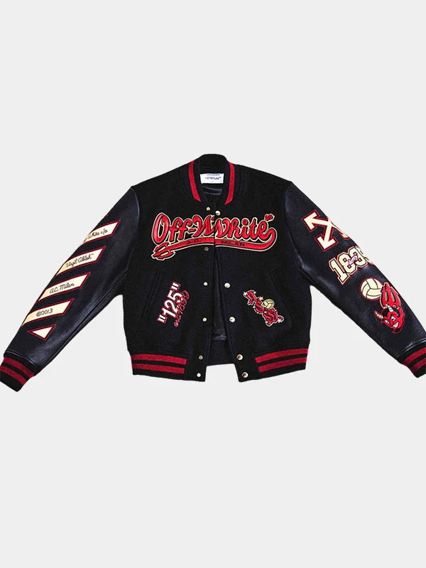 AC Milan X Off White Jacket Black Varsity