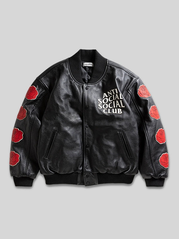 ASSC Petal To The Metal Leather Varsity Black Jacket