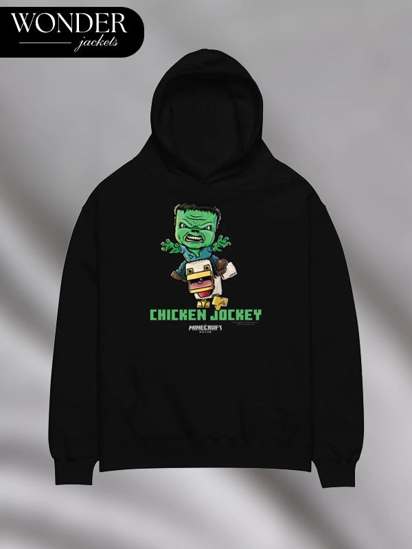 A Minecraft Chicken Jockey Black Hoodie