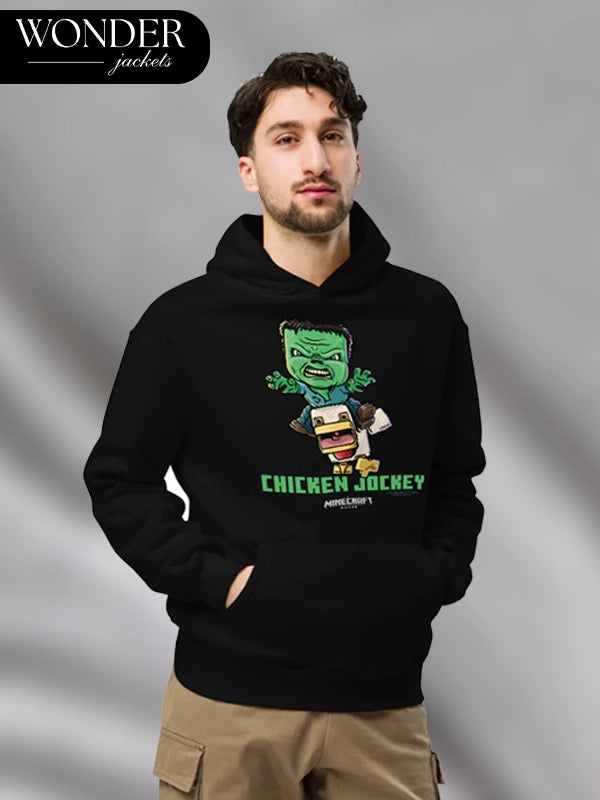 A Minecraft Chicken Jockey Black Oversized Hoodie