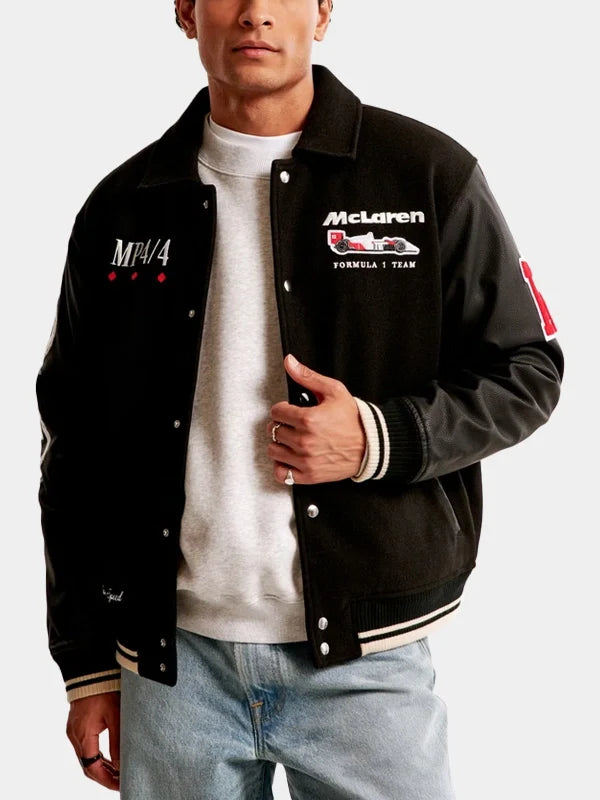 Abercrombie Formula 1 Team McLaren Black Varsity Jacket