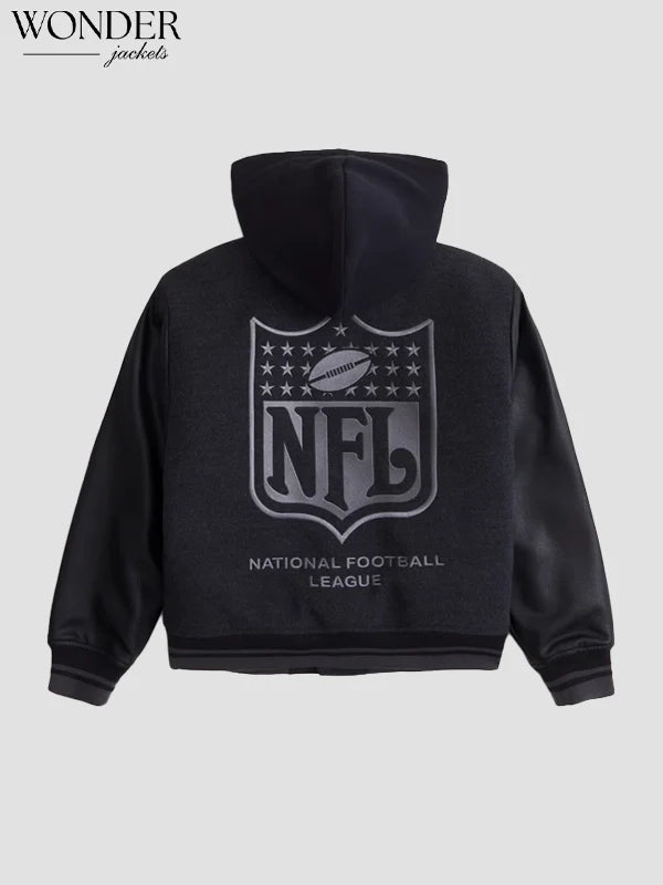 Abercrombie NFL Winterized Hooded Black Bomber Jacket