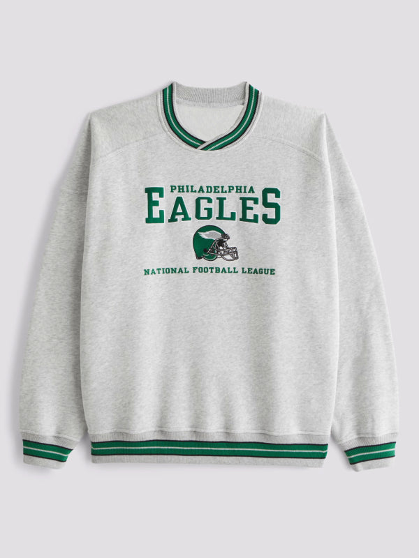 Abercrombie Philadelphia Eagles Crew Sweatshirt Heather Grey