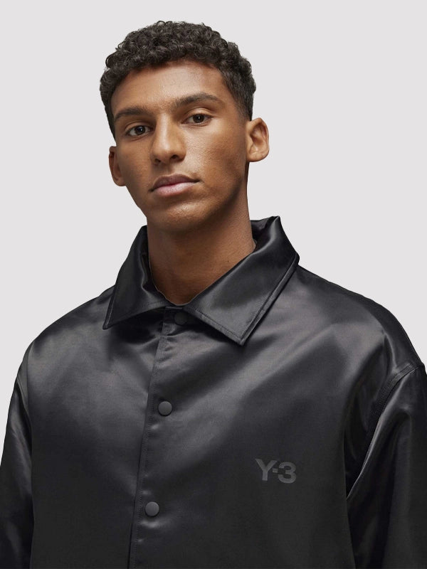 Adidas X Y3 Graphic Full Snap Satin Coach Jacket Black