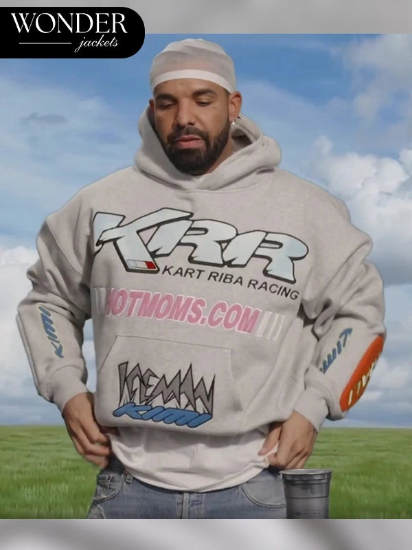 Adin Ross Live Stream Drake KRR Kart Riba Racing Hoodie Grey