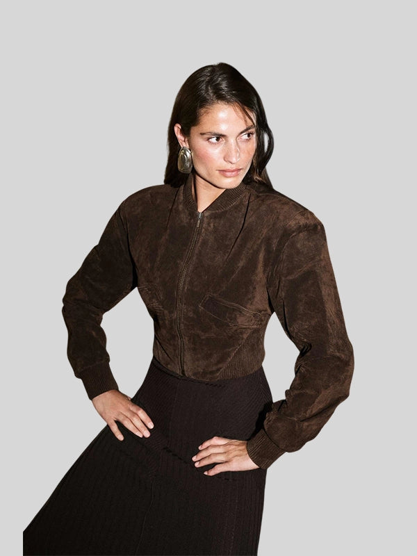 Adoore Cropped Suede Jacket