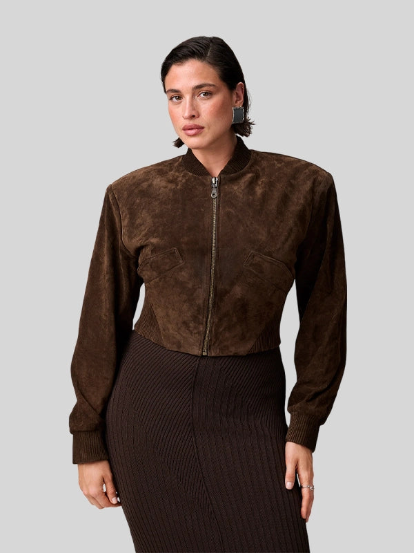 Adoore Suede Jacket Brown