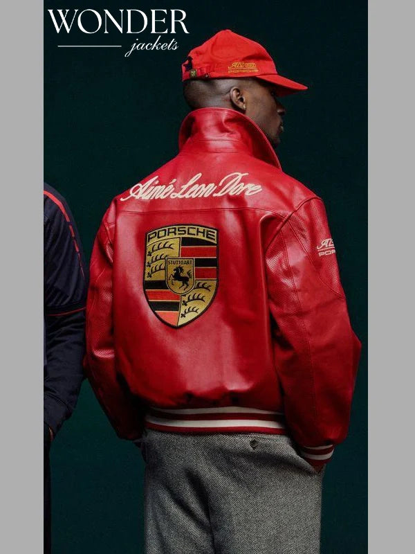 Aime Leon Dore Porsche Red Leather Jacket