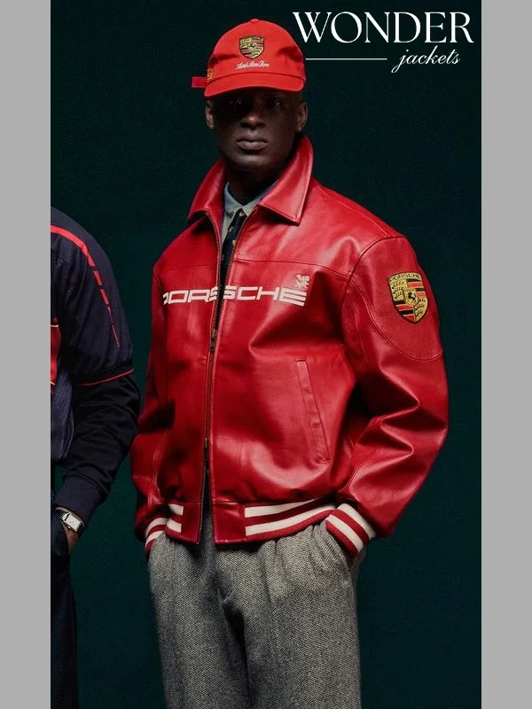 Aime Leon Dore × Porsche Leather Jacket Red