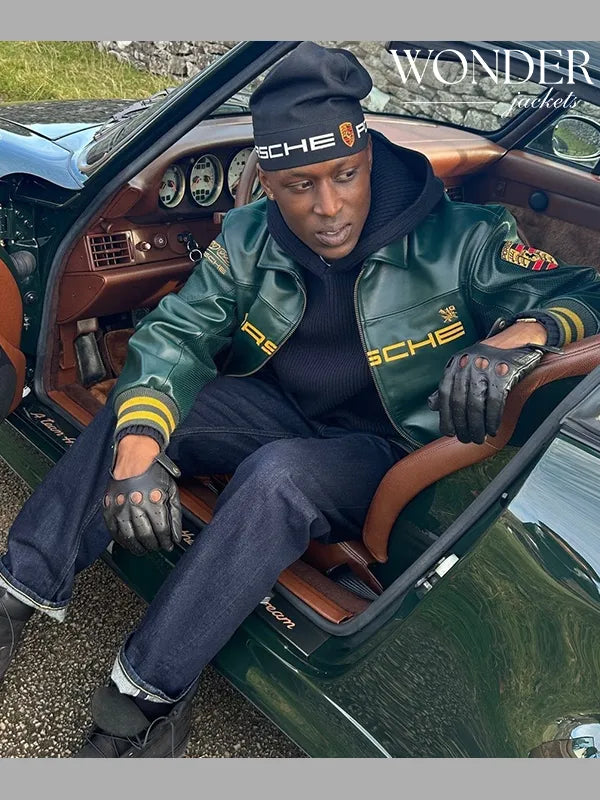 Aime Leon Dore x Porsche 993 Turbo Green Leather Club Jacket