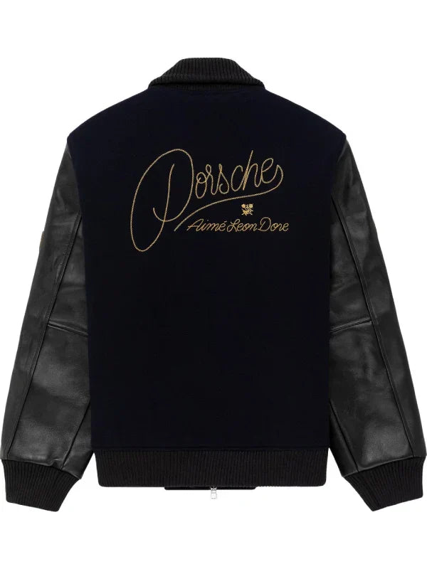 Aimé Leon Dore x Porsche Black Varsity Bomber Jacket