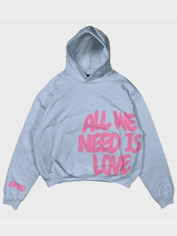 All We Need Is Love Blue Hoodie
