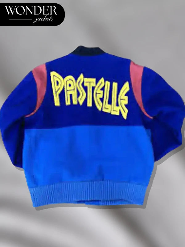 American Rapper Kanye West Pastelle Blue Letterman Jacket
