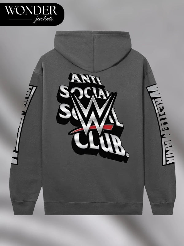 Anti Social Social Club ASSC x WWE Wrestlemania Hoodie Grey