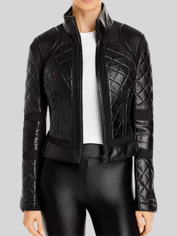 Arielle Kebbel Midnight Texas S02 Black Leather Mesh Jacket