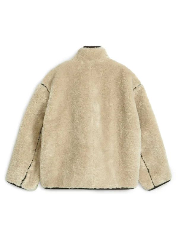 Arket Faux Fur Jacket Beige and Brown