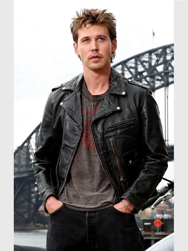 Austin Butler The Bikeriders Black Leather Jacket