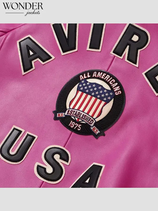 Avirex Icon Pink Leather Bomber Jacket