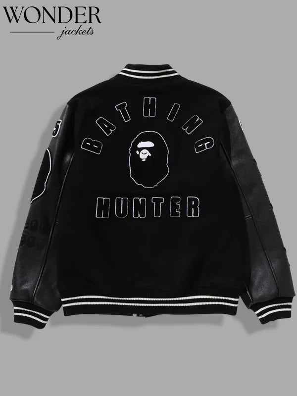 BAPE Bounty Hunter Black Varsity Jacket