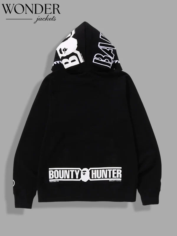 BAPE X Bounty Hunter Mad Shark Hoodie Black 