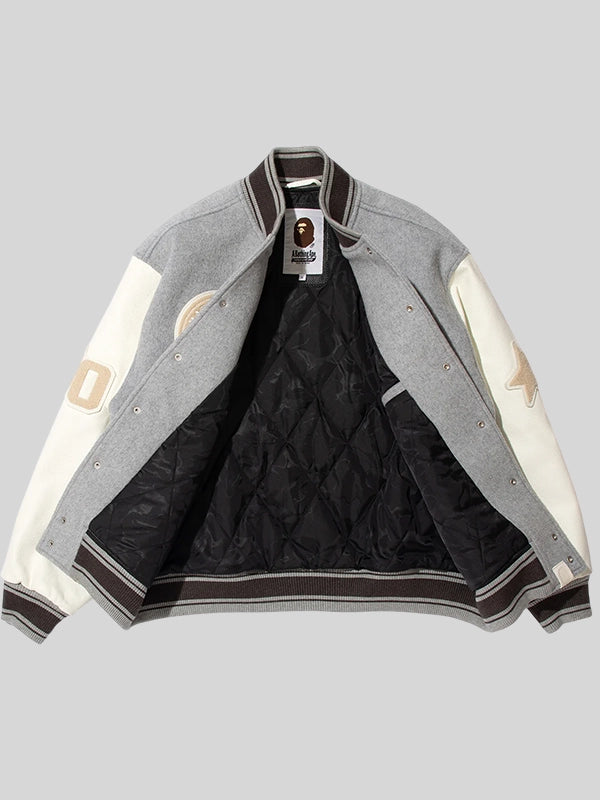BAPE X HIGHSNOBIETY Grey VARSITY jacket
