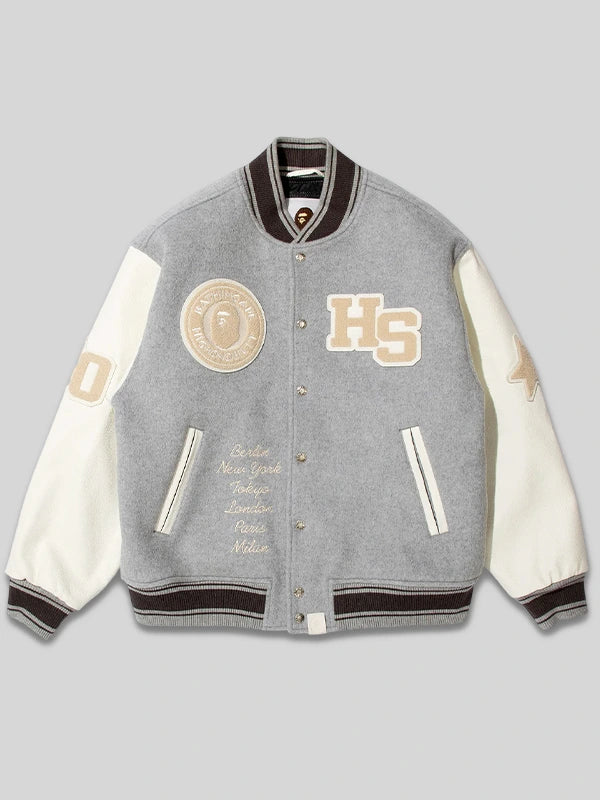 BAPE X HIGHSNOBIETY varsity jacket Grey