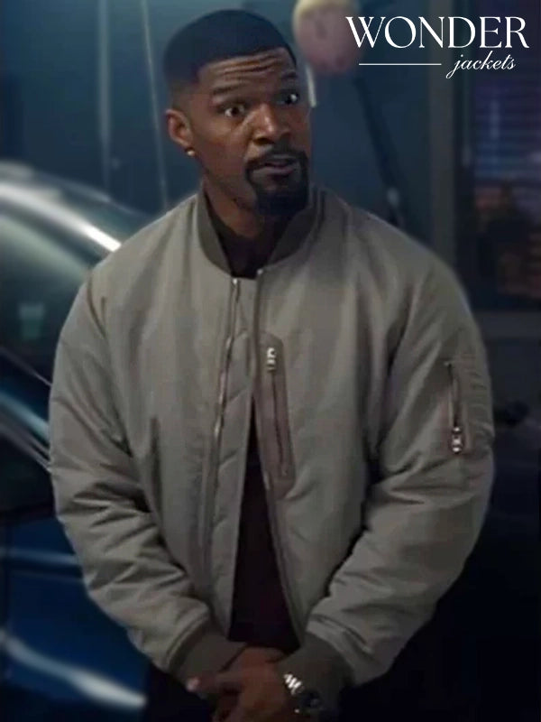 Back in Action Jamie Foxx Grey Bomber Jacket