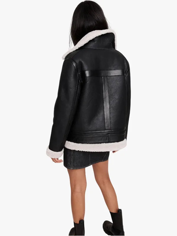 Banana Republic Shearling Aviator Jacket Black